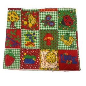 VTG Groovy Mushroom flower power Quilted Patchwork Fabric Piece Craft sewing